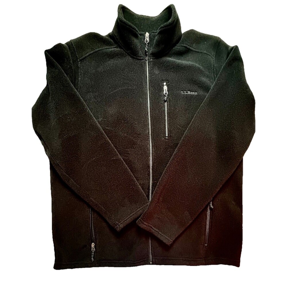 LL Bean Mens 2XLT Tall Black Quarter Zip Polartec Fleece Jacket Outdoor Pockets
